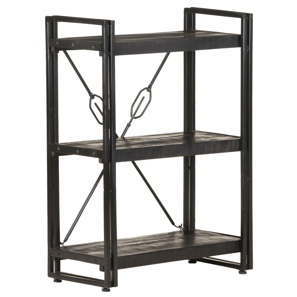 Bogreol m. 3 hylder 60x30x80 cm massivt mangotræ sort