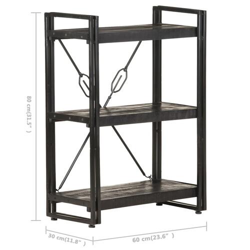 Bogreol m. 3 hylder 60x30x80 cm massivt mangotræ sort