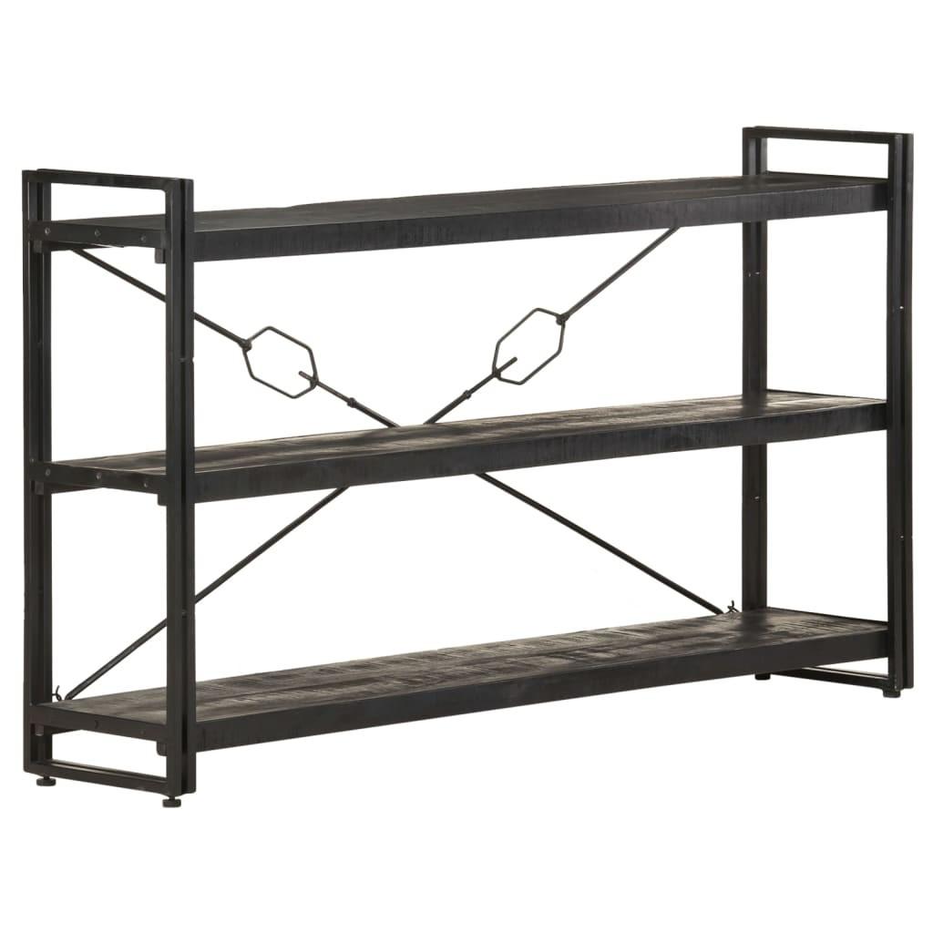 Bogreol m. 3 hylder 140x30x80 cm massivt mangotræ sort