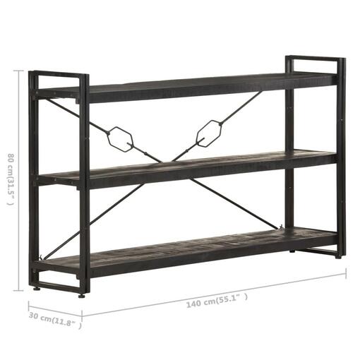 Bogreol m. 3 hylder 140x30x80 cm massivt mangotræ sort