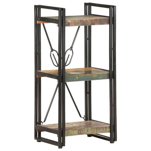 Bogreol m. 3 hylder 40x30x80 cm massivt genbrugstræ
