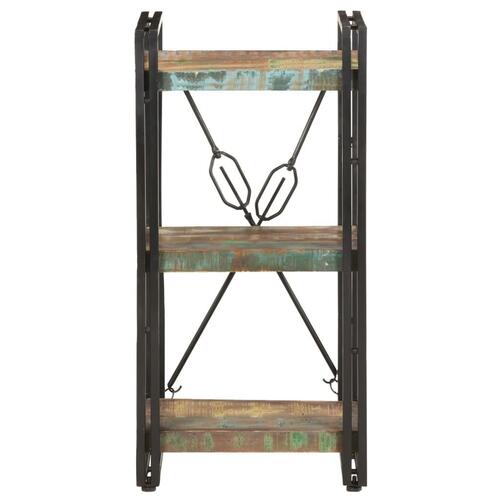 Bogreol m. 3 hylder 40x30x80 cm massivt genbrugstræ