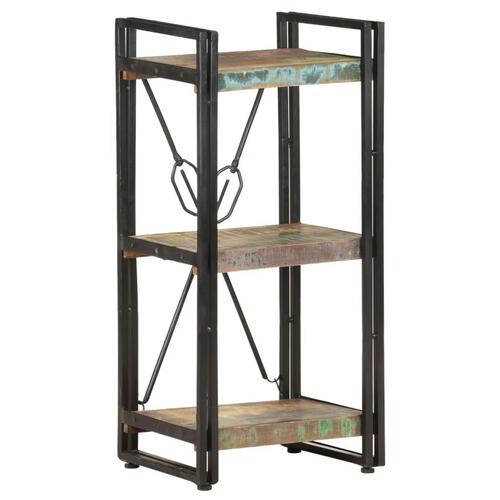 Bogreol m. 3 hylder 40x30x80 cm massivt genbrugstræ
