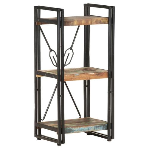 Bogreol m. 3 hylder 40x30x80 cm massivt genbrugstræ