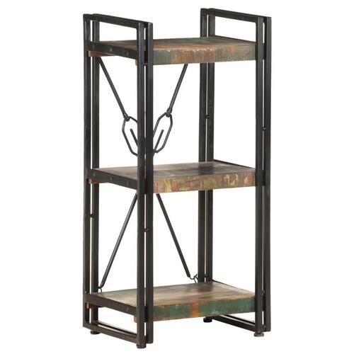 Bogreol m. 3 hylder 40x30x80 cm massivt genbrugstræ
