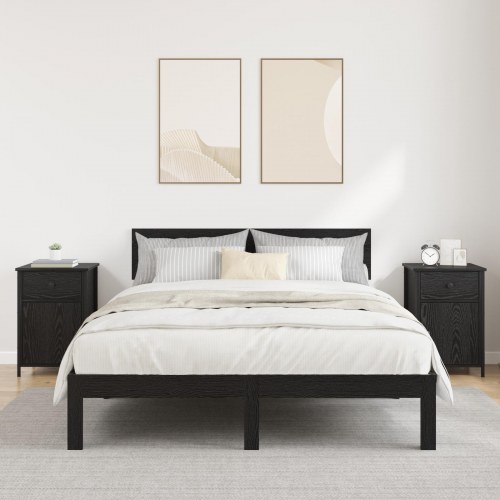 Sengeborde 2 stk. sort eg 40 x 42 x 60 cm