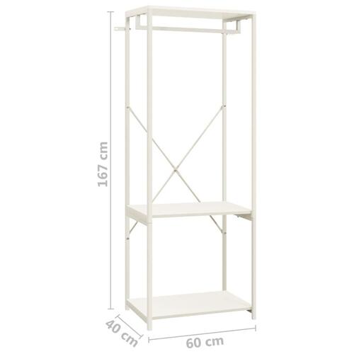 Tøjstativ 60x40x167 cm metal og spånplader hvid