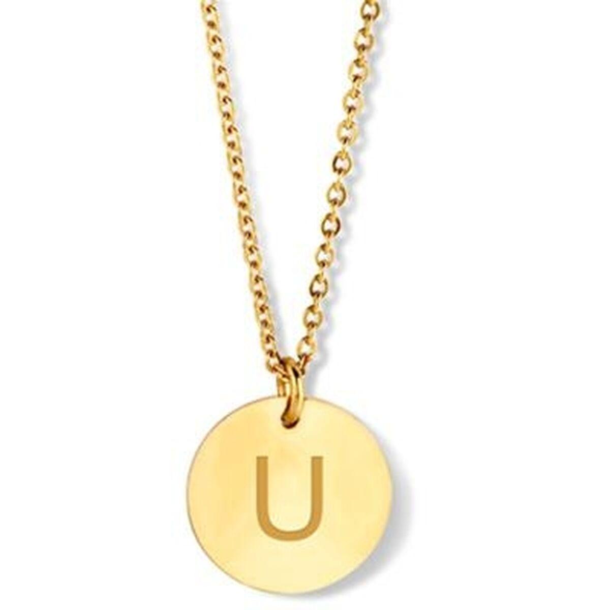 CO88 Collection vedhæng til kvinder - gylden rund skive med bogstav U