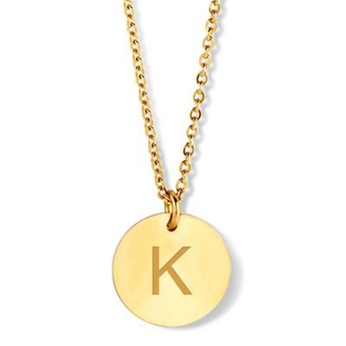 CO88 Collection vedhæng til kvinder - gylden rund medaljon med bogstav K