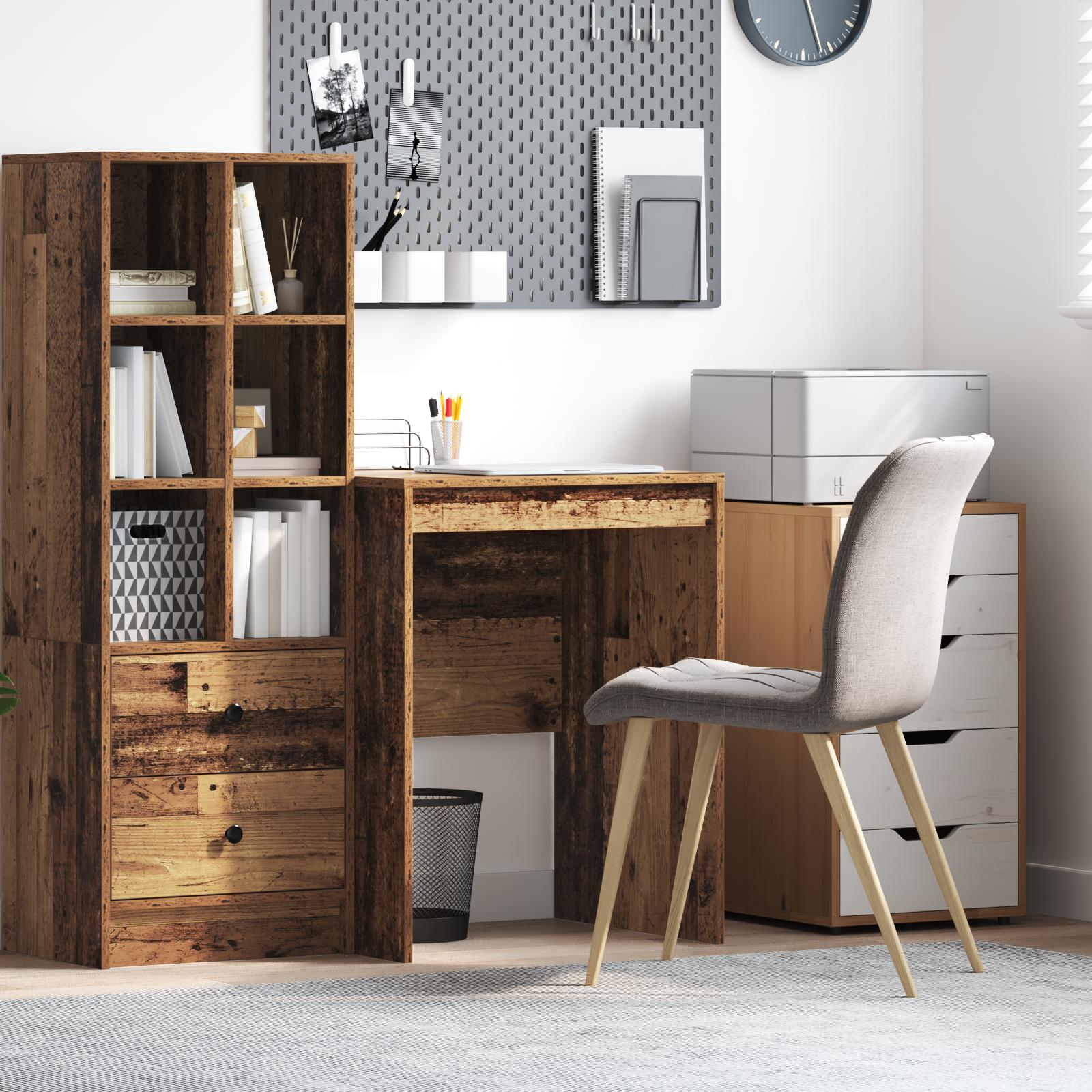 Rustikt Skrivebord Gamle træ Konstrueret træ 60 x 50 x 76 cm billede