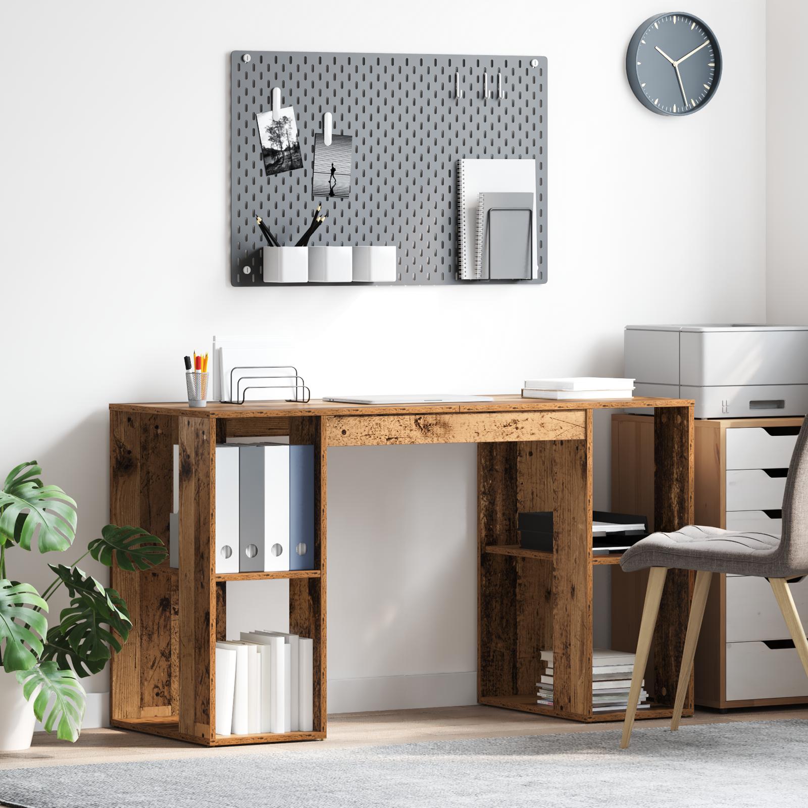 Skrivebord med Opbevaring Gammelt træ 130 x 50,5 x 75 cm billede