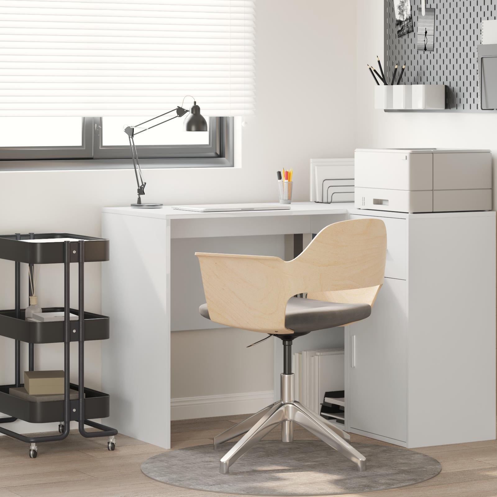 Skrivebord Hvid Konstrueret træ Mellem Opbevaring Rektangulært