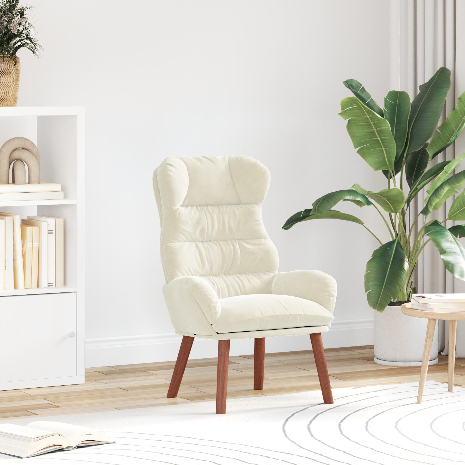 Afslappende stol Creme 69 x 74 x 93 cm Fløjl billede