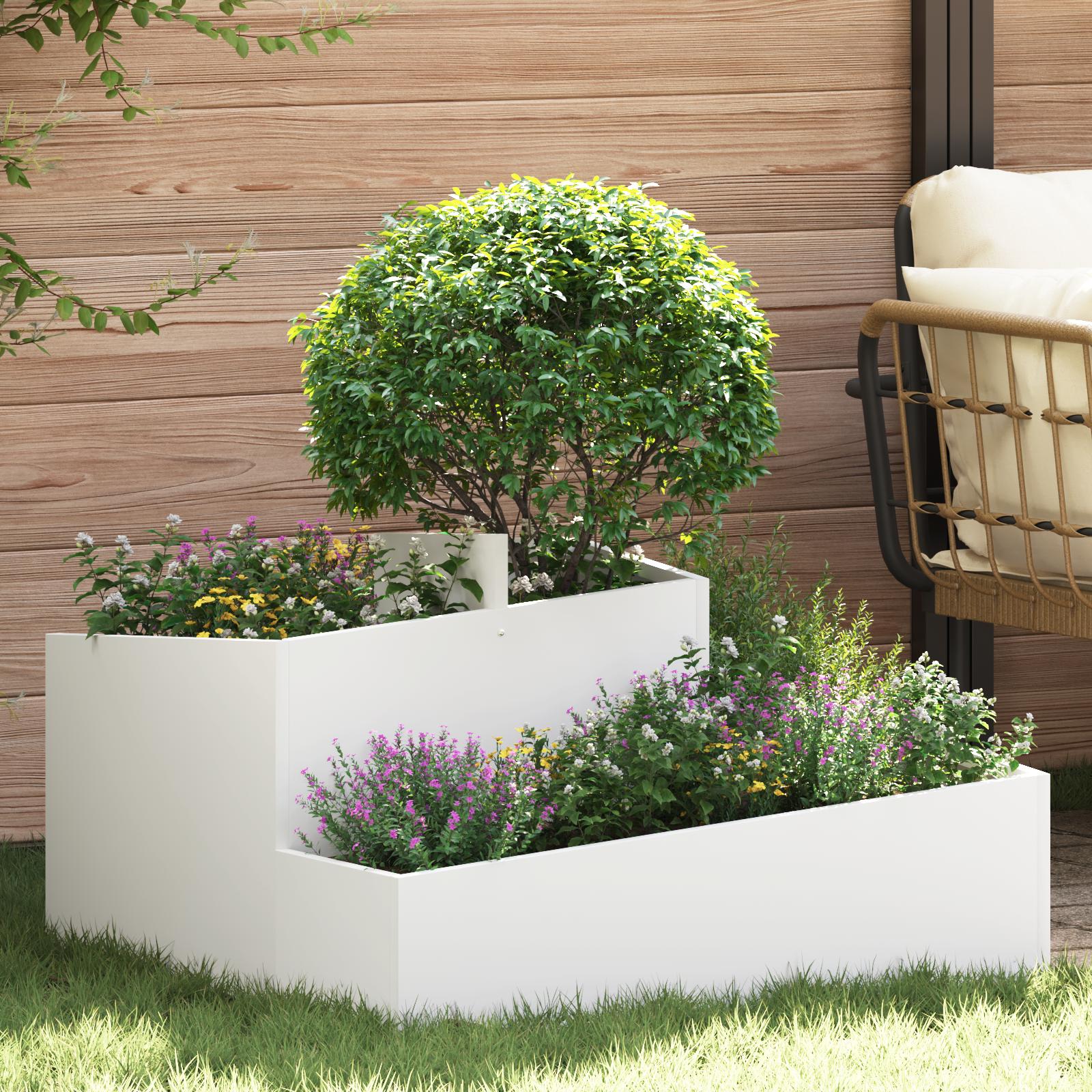 Planter hvid 80x80x50 cm koldvalset stål