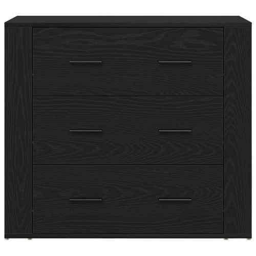 Sideboards 3 stk Sort egetræ Konstrueret træ