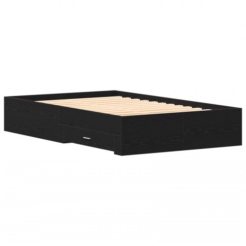 Sengramme med skuffer Sort Eg 120x190 cm Konstrueret Træ