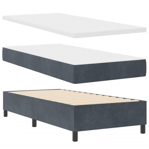 Box Spring Seng med Madras & Bænk Mørkegrå 100x200 cm Fløjl