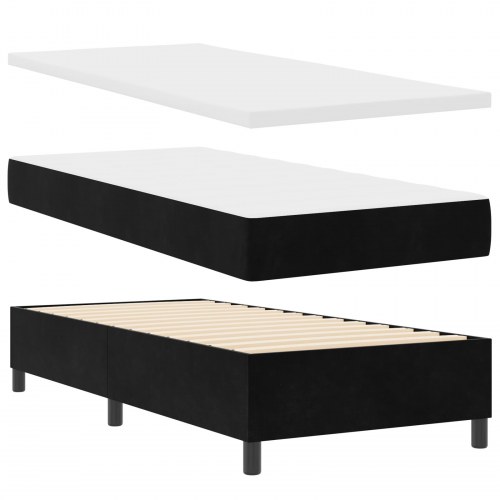 Box Spring Seng med Madras & Bænk Sort 100x200 cm Fløjl