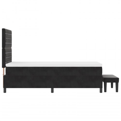 Box Spring Seng med Madras & Bænk Sort 100x200 cm Fløjl