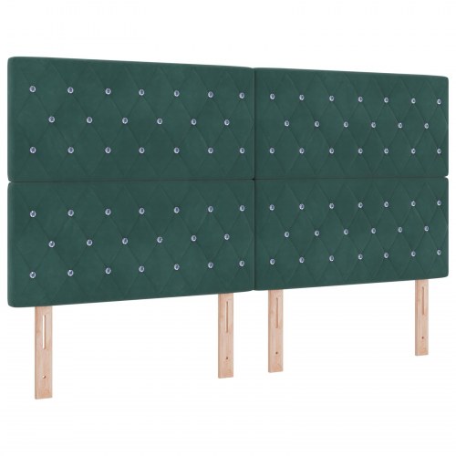 Box Spring Seng med Madras & Bænk Mørkegrøn 180x200 cm Fløjl