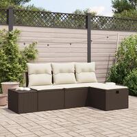 4 Delers Have Sofa Sæt Med Hynder Brun Poly Rattan