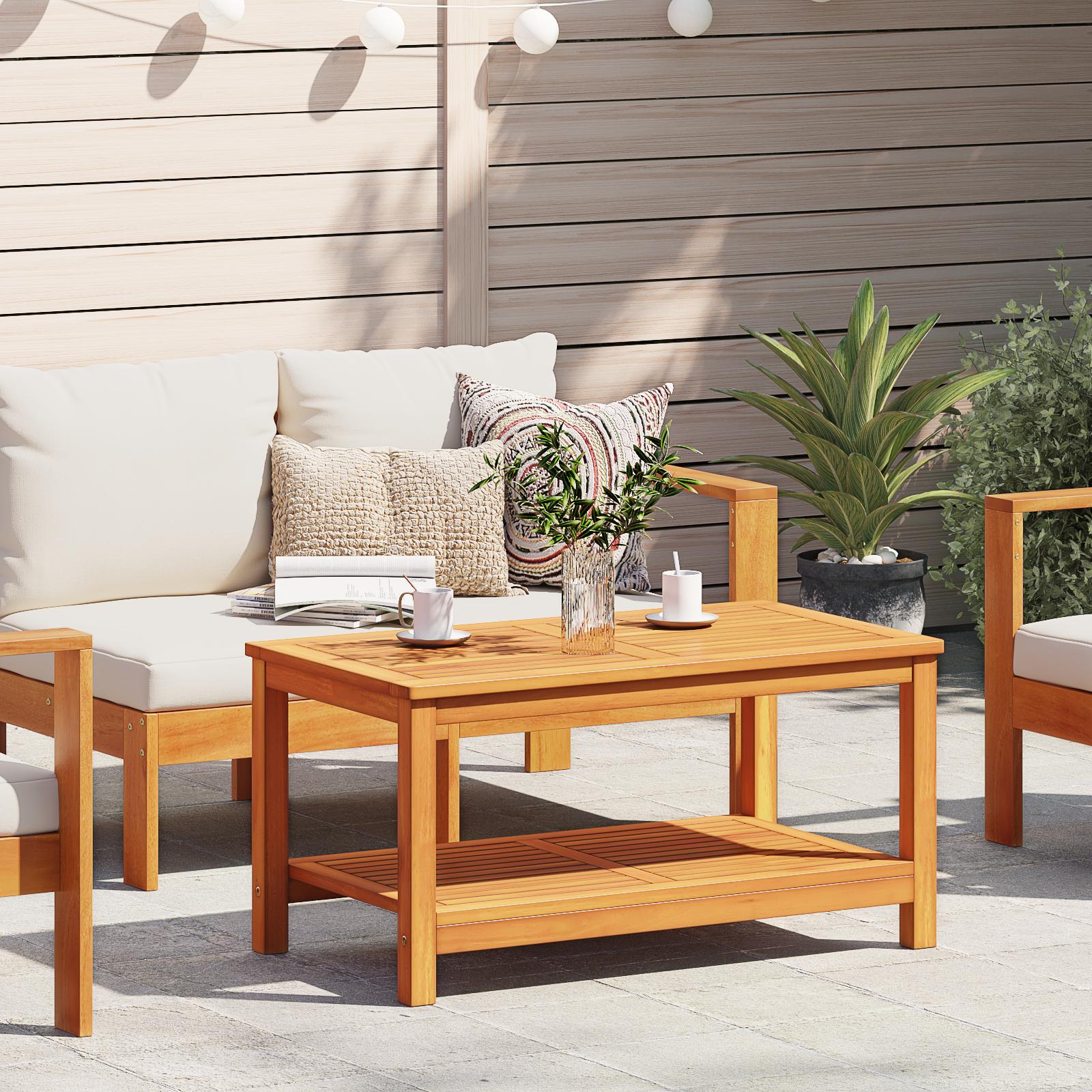 Sofabord 110x55x45 cm Massivt Akacietræ