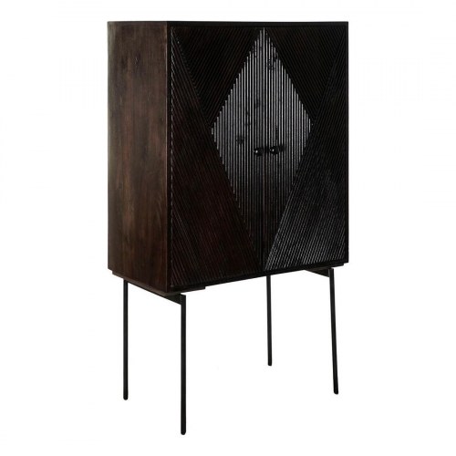 Skænk i sort/mørkebrun metal og mangotræ - 84 × 43 × 153,5 cm