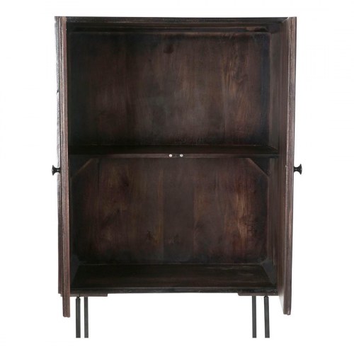 Skænk i sort/mørkebrun metal og mangotræ - 84 × 43 × 153,5 cm