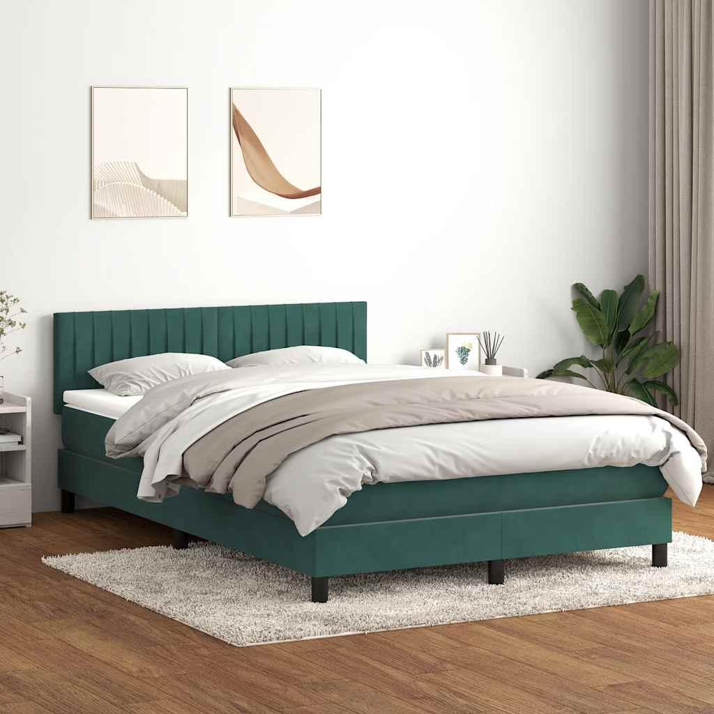 Kontinentalseng med madras 140x210 cm fløjl mørkegrøn