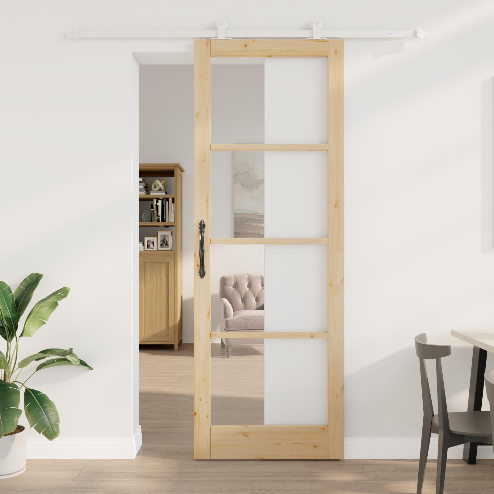 Glidedør med hardware sæt 'ORKDAL'Massivt træ & glas