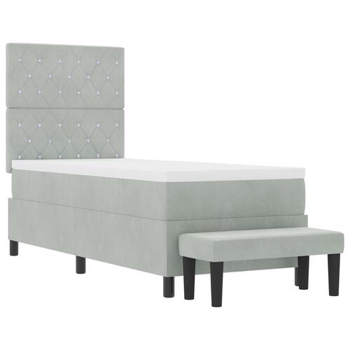 Box Spring Seng med Madrasse & Bænk Lysegrå 80x200 cm Fløjl