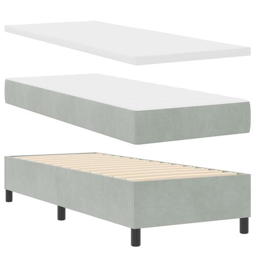 Box Spring Seng med Madrasse & Bænk Lysegrå 80x200 cm Fløjl