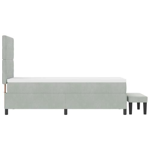 Box Spring Seng med Madrasse & Bænk Lysegrå 80x200 cm Fløjl