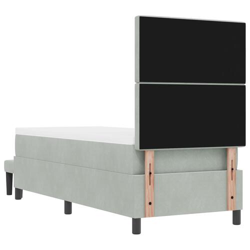 Box Spring Seng med Madrasse & Bænk Lysegrå 80x200 cm Fløjl
