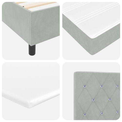 Box Spring Seng med Madrasse & Bænk Lysegrå 80x200 cm Fløjl