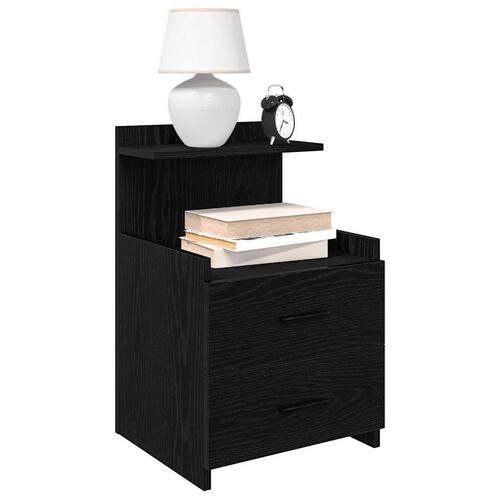Sengeborde 2 stk. med 2 skuffer sort 40x36,5x62 cm