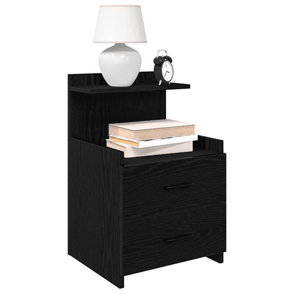 Sengeborde 2 stk. med 2 skuffer sort 40x36,5x62 cm