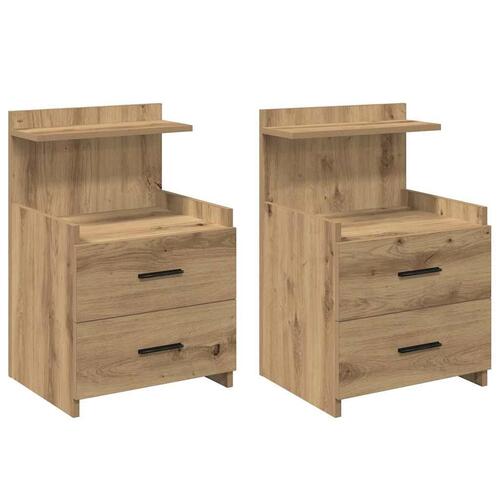 Sengeborde 2 stk. med 2 skuffer håndlavet eg 40x36,5x62 cm