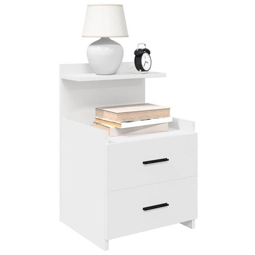 Sengeborde 2 stk. med 2 skuffer hvide 40x36,5x62 cm