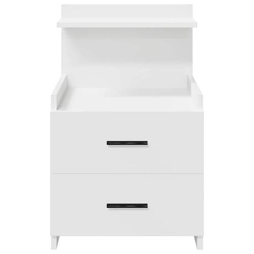 Sengeborde 2 stk. med 2 skuffer hvide 40x36,5x62 cm