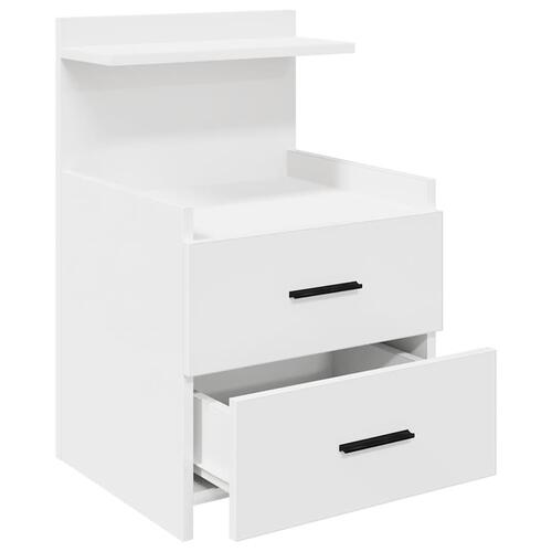 Sengeborde 2 stk. med 2 skuffer hvide 40x36,5x62 cm