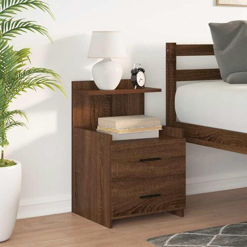 Sengebord med 2 skuffer brun eg 40x36,5x62 cm