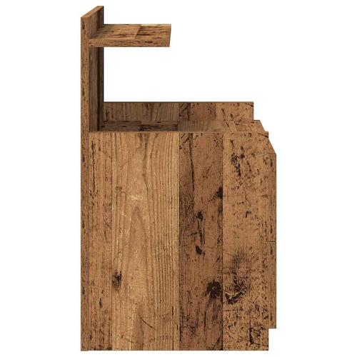 Sengebord med 2 skuffer gammelt træ 40x36,5x62 cm