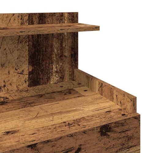 Sengebord med 2 skuffer gammelt træ 40x36,5x62 cm