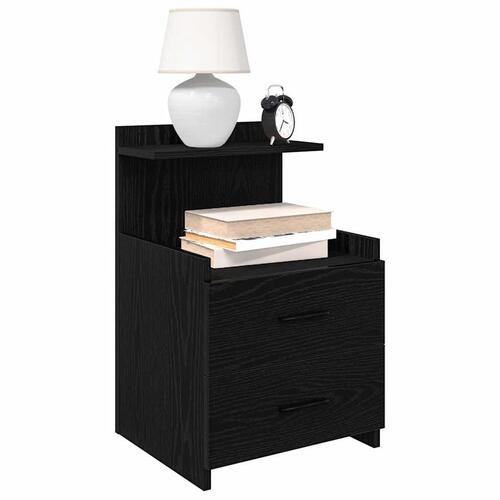 Sengebord med 2 skuffer sort 40x36,5x62 cm