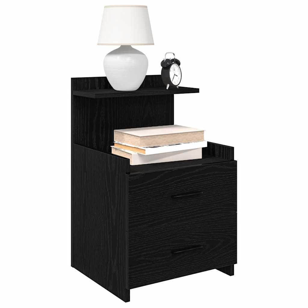 Sengebord med 2 skuffer sort 40x36,5x62 cm