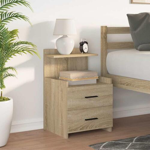 Sengebord med 2 skuffer sonoma eg 40x36,5x62 cm