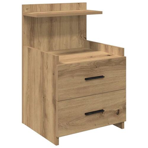 Sengebord med 2 skuffer håndlavet eg 40x36,5x62 cm