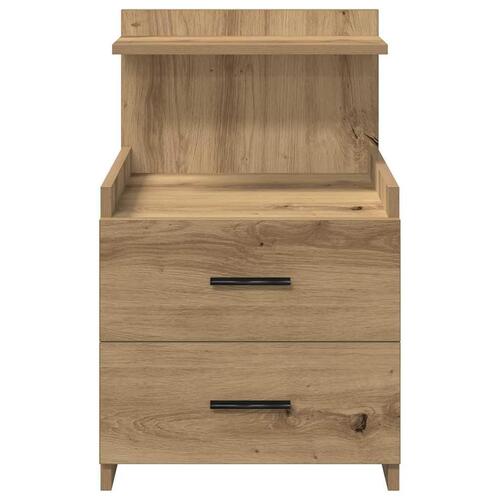 Sengebord med 2 skuffer håndlavet eg 40x36,5x62 cm