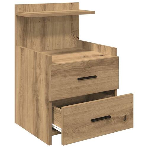 Sengebord med 2 skuffer håndlavet eg 40x36,5x62 cm